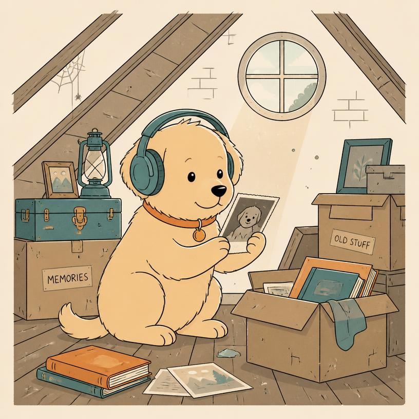 Pip finding an old photograph in an attic
